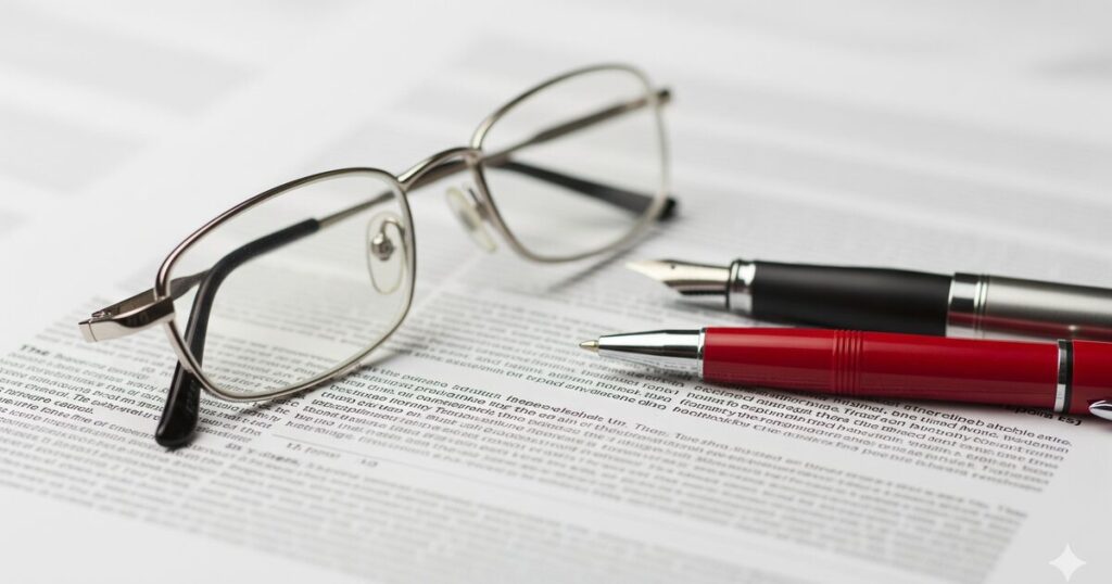論文の上に置かれた眼鏡とペン——メタ回帰で“効く練習”を検証した記事のアイキャッチ