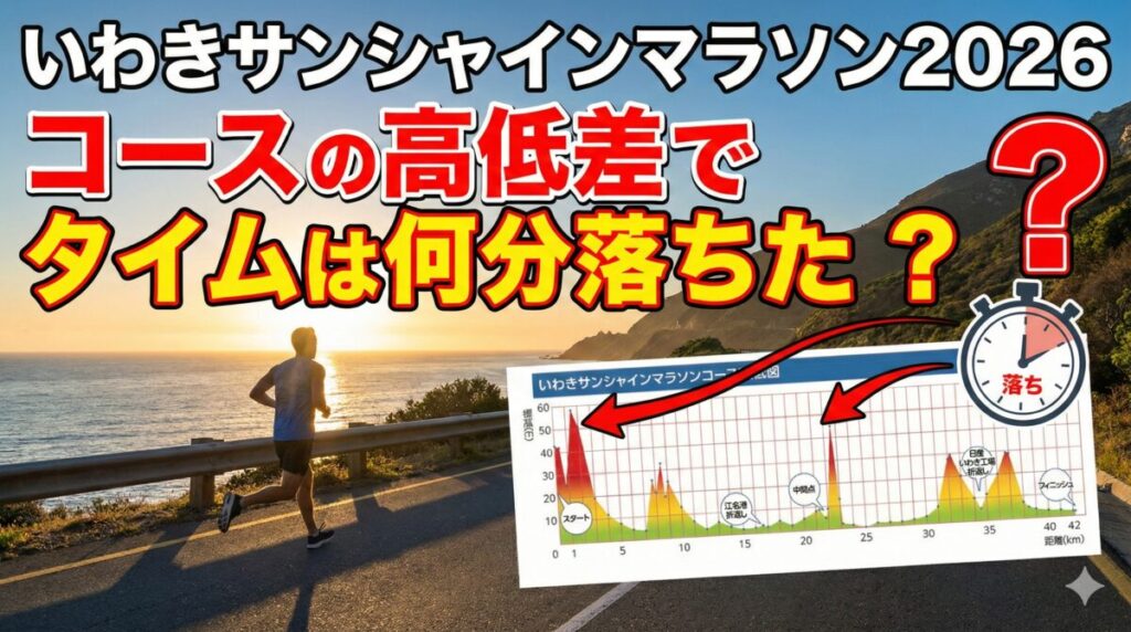 いわきサンシャインマラソン2026のコース高低差とランナーのイメージ