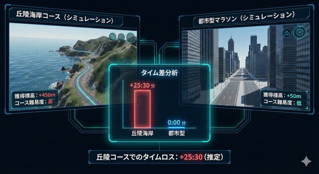 MSSによるいわきサンシャインマラソンと東京マラソンのタイム比較シミュレーション