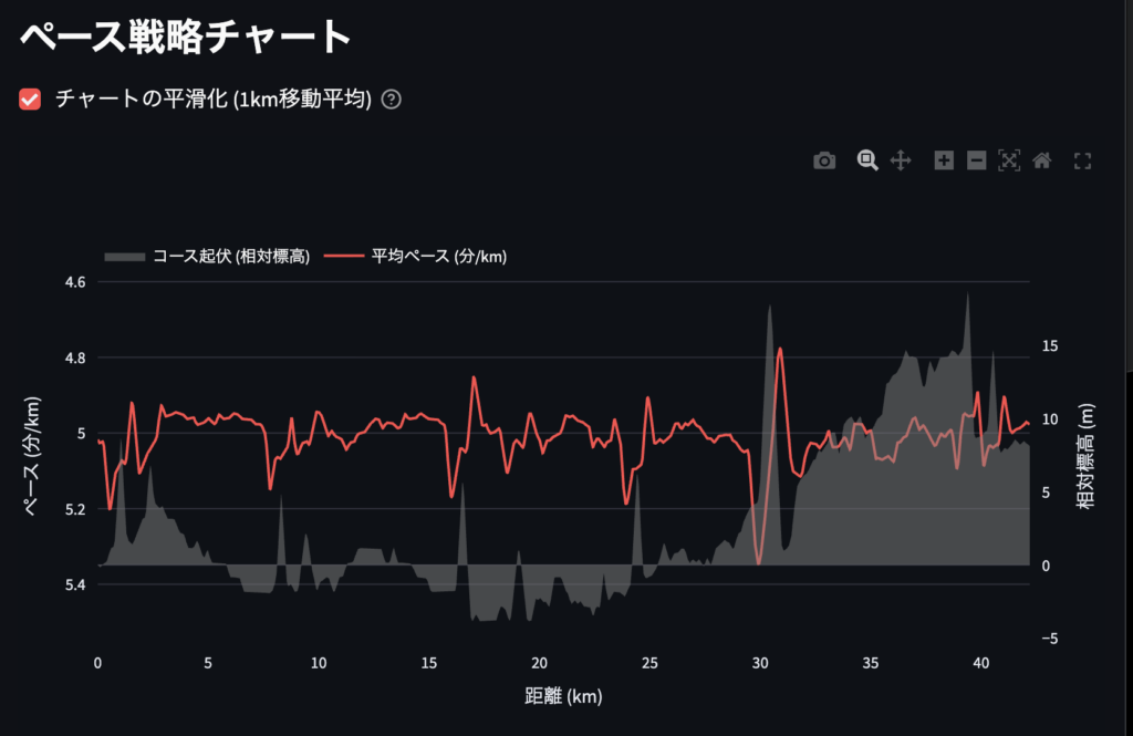 マラソン攻略シミュレーターの出力、クイックサマリー