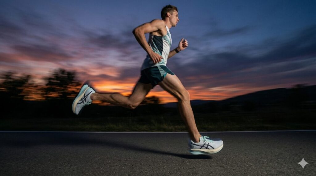 S4+ YOGIRI を履いて走るランナー。300km走行レビューのイメージ