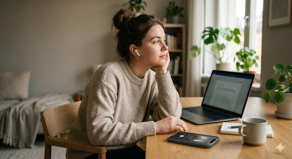 静止した状態でオーディブルを聴いても頭に入りにくい