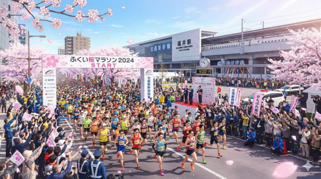 ふくい桜マラソン2026のスタートエリア・福井駅前のイメージ