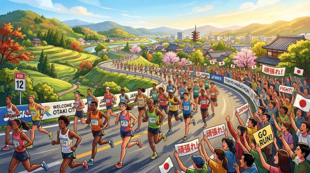 香川マラソン2026のコースを走るランナーたち