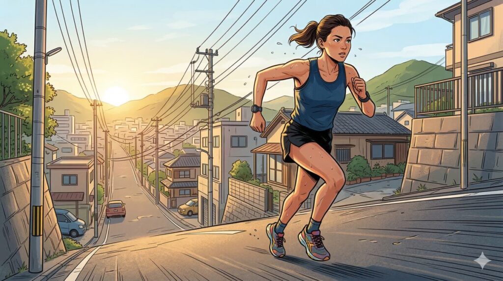 坂道トレーニングをしている様子