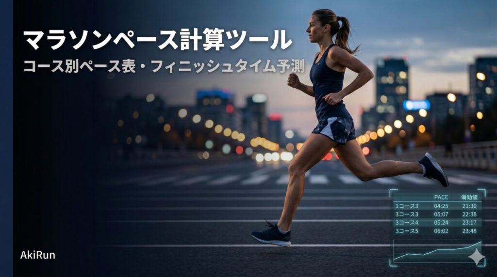 マラソンペース計算ツール|コース別ペース表・フィニッシュタイム予測
