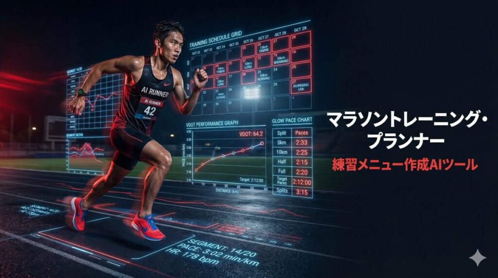 マラソントレーニング・プランナー｜練習メニュー作成AIツール　男性ランナーがスプリントしている様子
