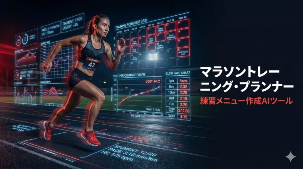 マラソントレーニング・プランナー|練習メニュー作成AIツール 女性ランナーがスプリントしている様子