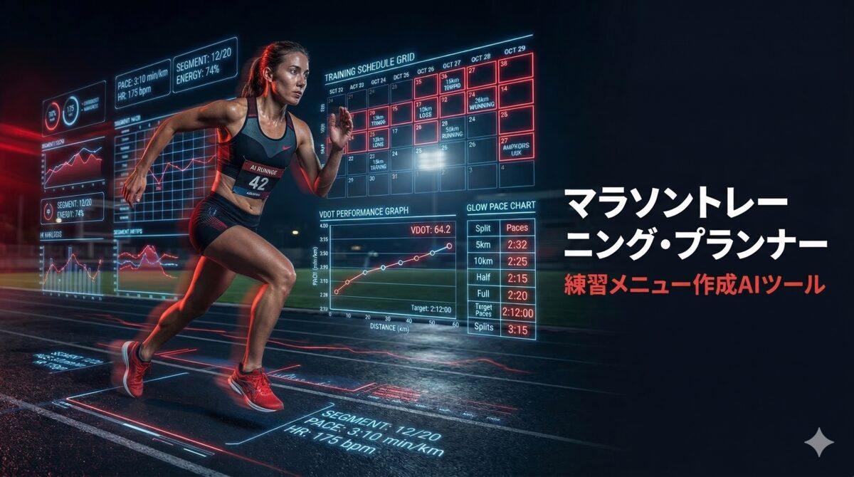 マラソントレーニング・プランナー｜練習メニュー作成AIツール　女性ランナーがスプリントしている様子