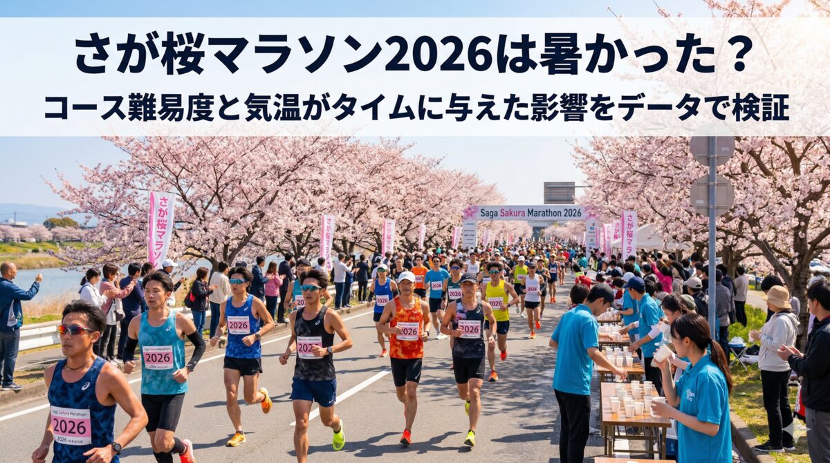 さが桜マラソン2026の気温とタイムへの影響を示すイメージ