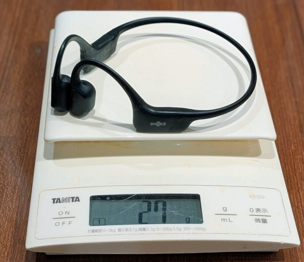 Shokz OpenRunの実測重量27g