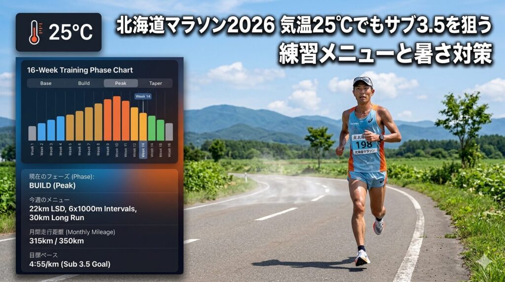 北海道マラソン2026 気温25度でもサブ3.5を狙う練習メニューと暑さ対策