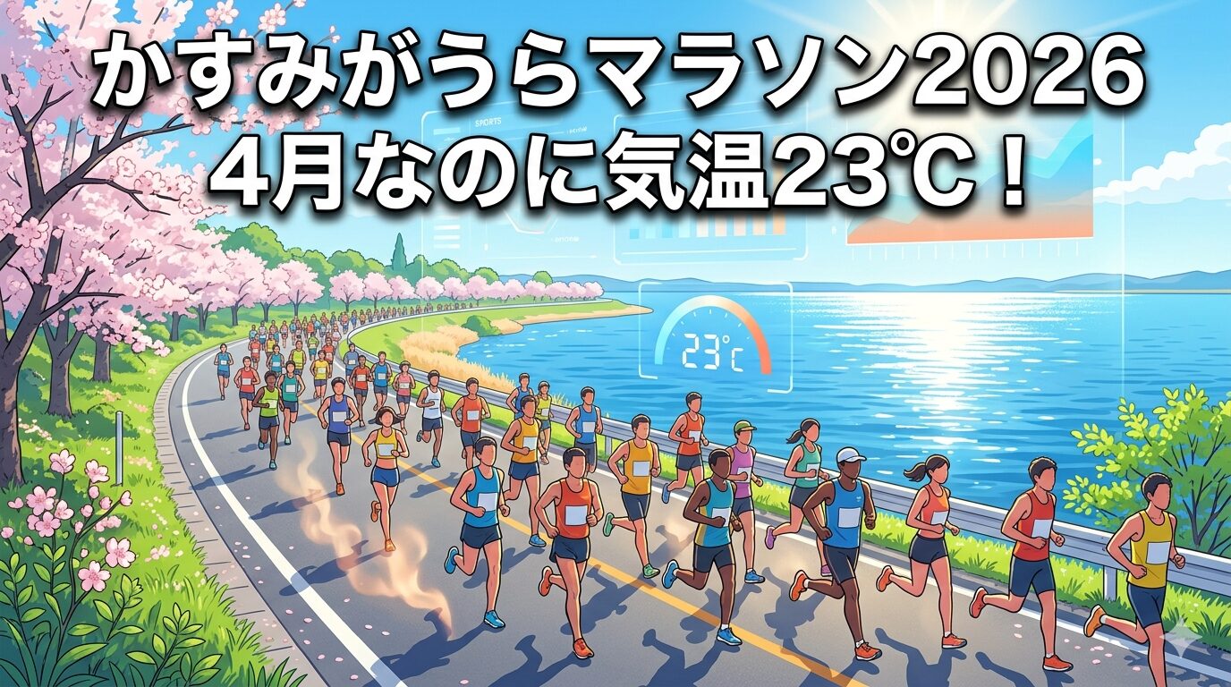 かすみがうらマラソン2026の気温とタイムへの影響を示すイメージ