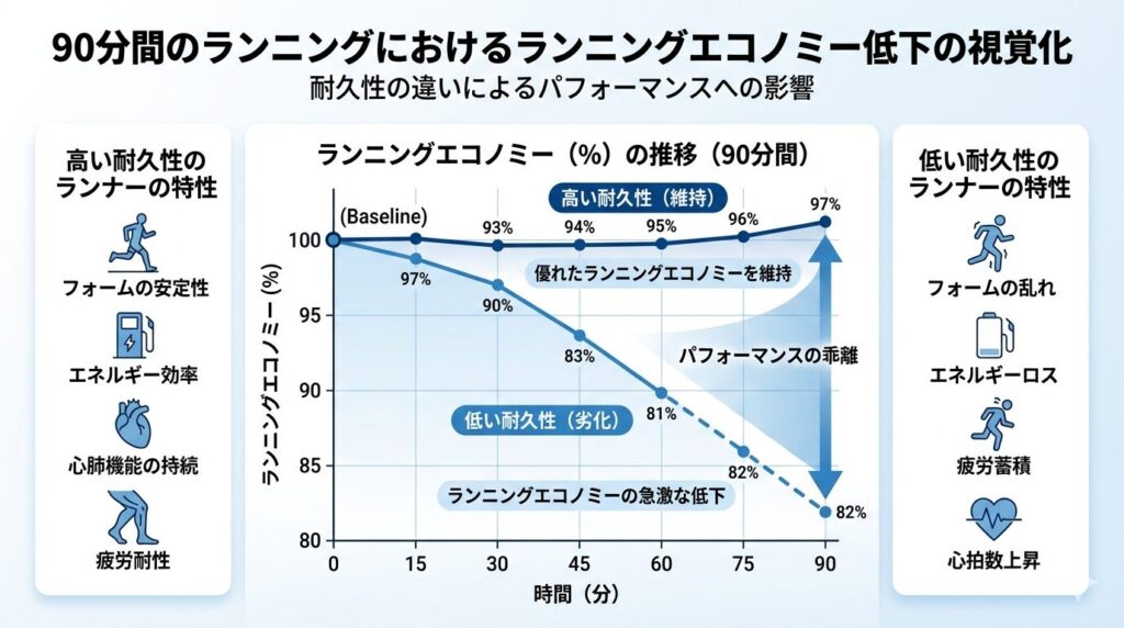 耐久性（durability）の概念——90分走行後のランニングエコノミー変化