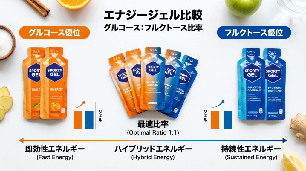 グルコース・フルクトース比に注目したマラソン補給ジェルの選び方イメージ