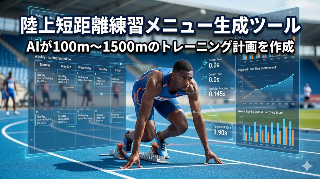 AIが陸上短距離・中距離のトレーニング計画を自動生成するツールのイメージ